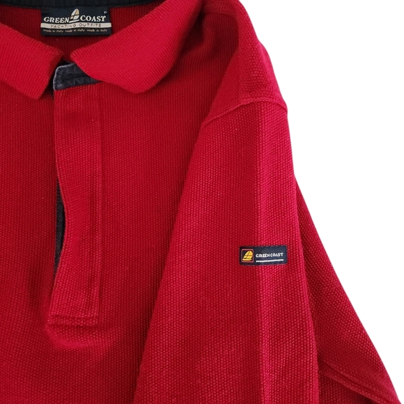 GREEN COAST Italian Sweater merino blend pop corn knit red (size 54 = large) - Picture 6 of 16